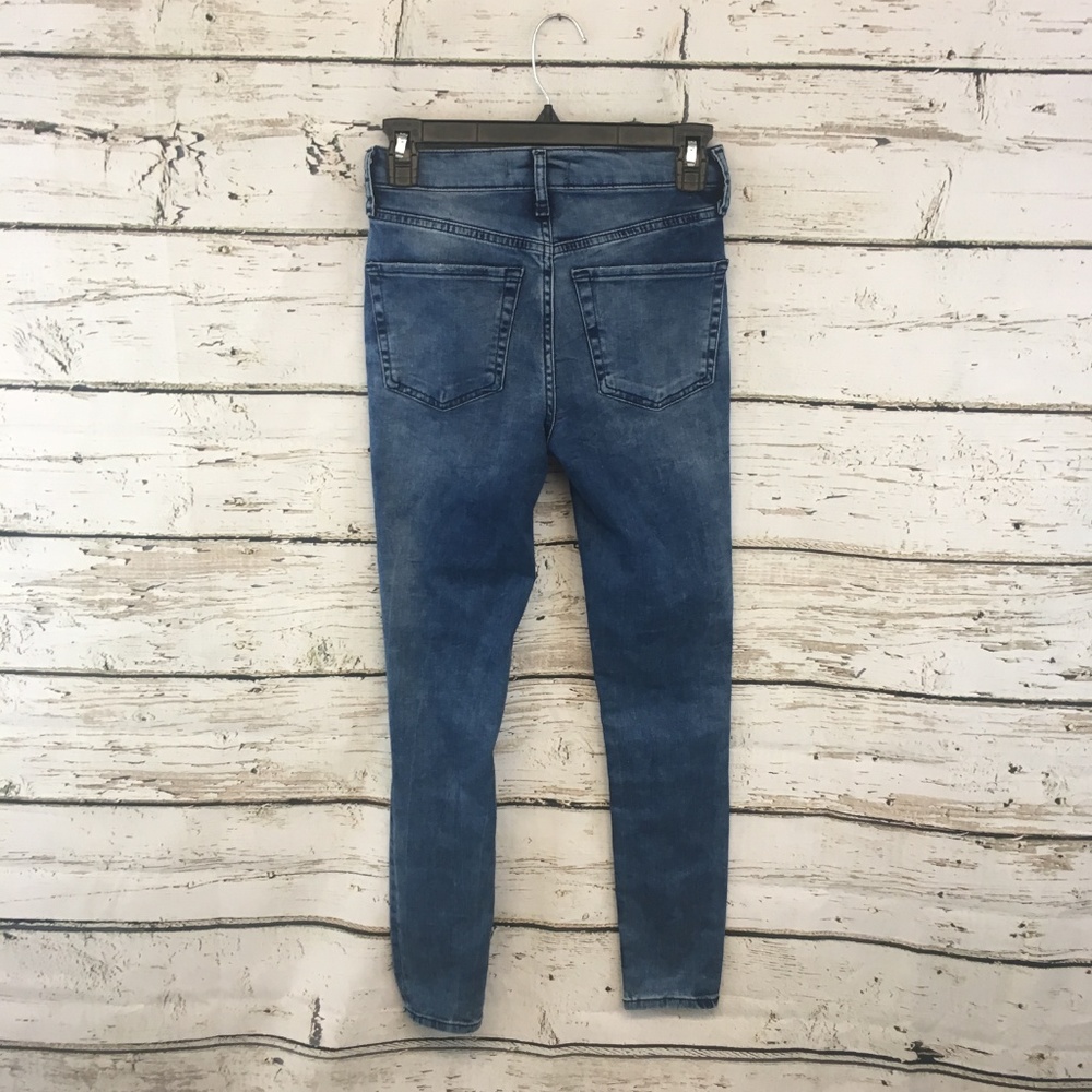 Free People High Waisted Ankle Skinny Jeans Ripped - Picture 6 of 6